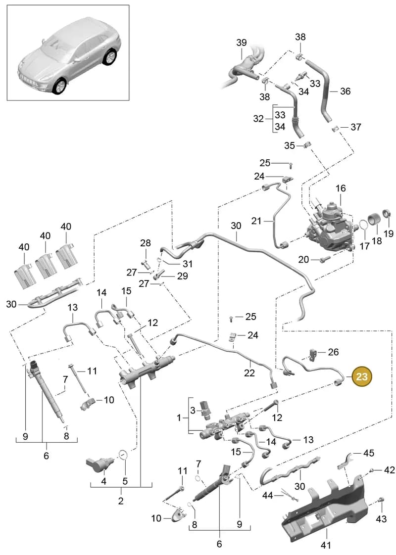 95811012630 — Porsche Macan (2013-2018) diagram p44107040, position 23