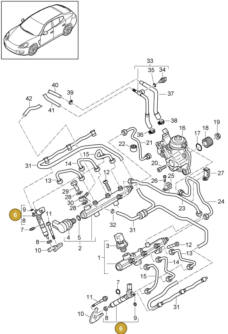 95811012811 — Porsche Panamera (2009-2016) diagram p35107040, position 6