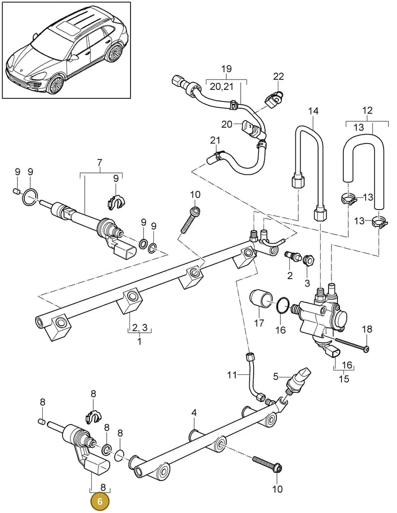 95811012811 — Porsche Cayenne (2010-2018) diagram p37107030, position 6