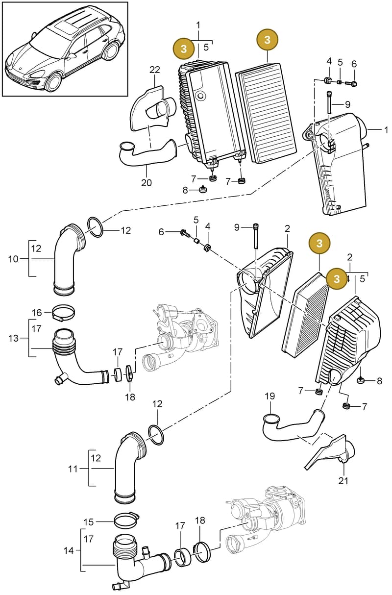 95811013010 — Porsche Cayenne (2010-2018) diagram p37106010, position 3