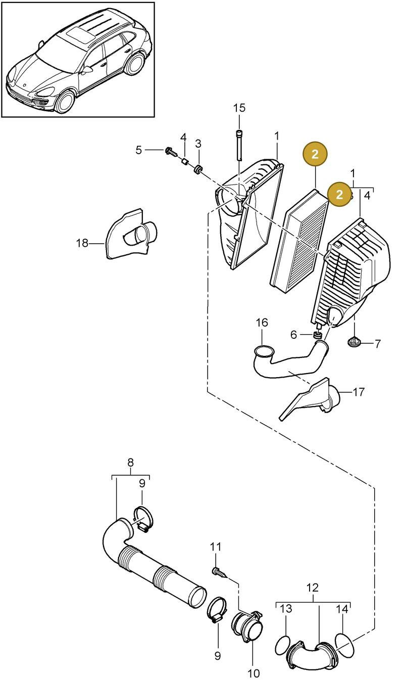 95811013010 — Porsche Cayenne (2010-2018) diagram p37106020, position 2