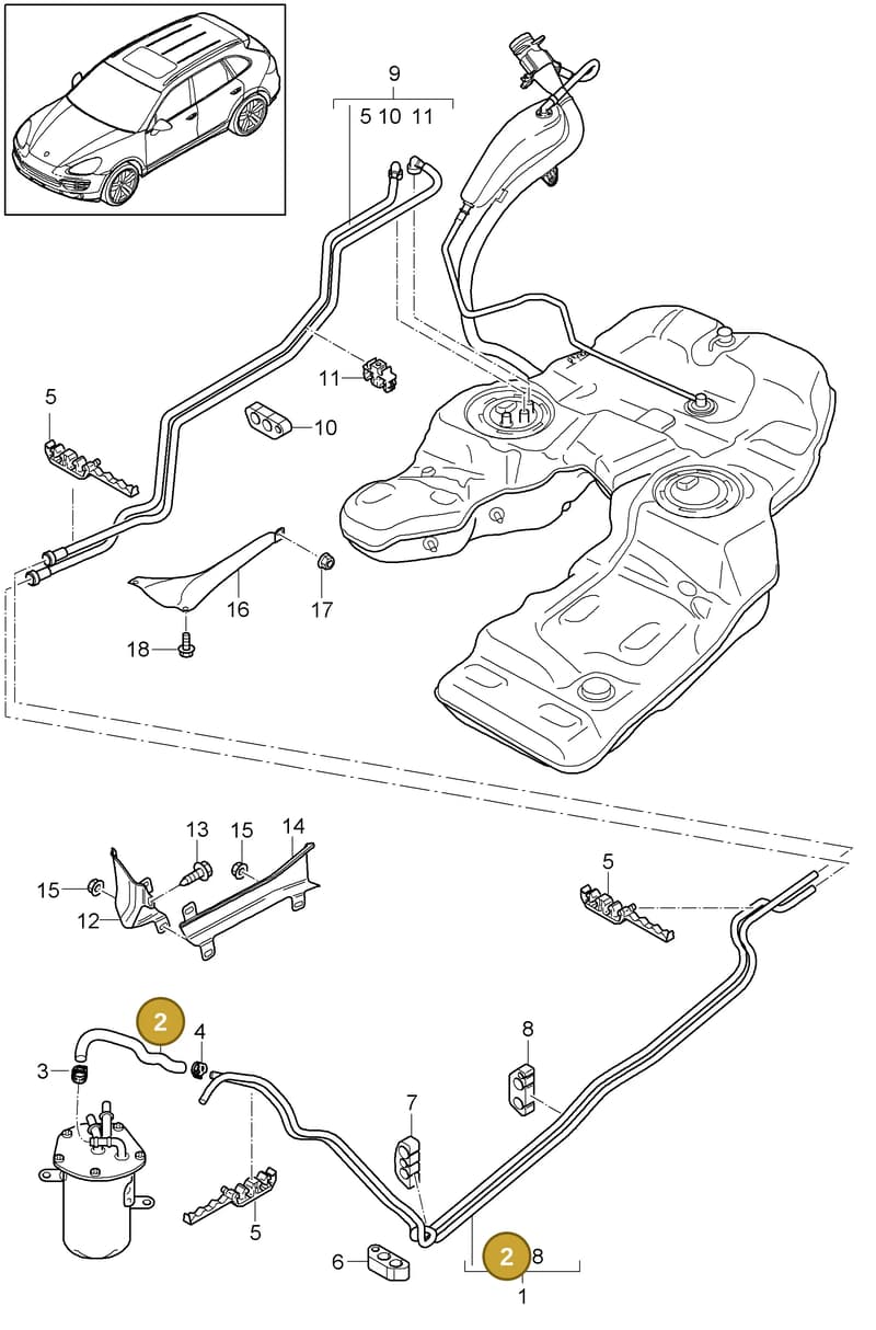 95811013410 — Porsche Cayenne (2010-2018) diagram p37201030, position 2