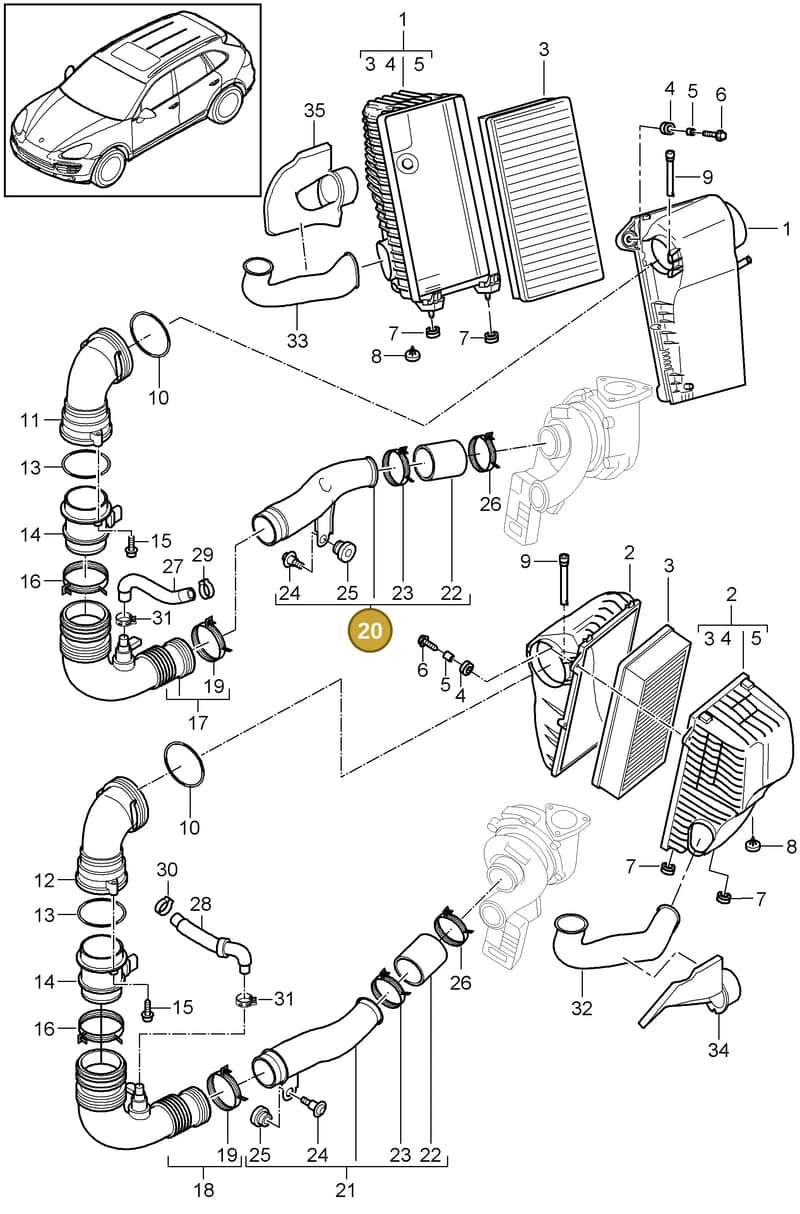 95811015800 — Porsche Cayenne (2010-2018) diagram p37106050, position 20
