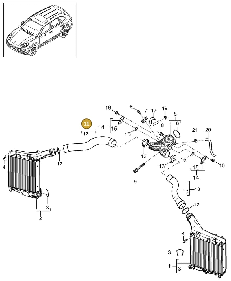 95811017411 — Porsche Cayenne (2010-2018) diagram p37107070, position 11