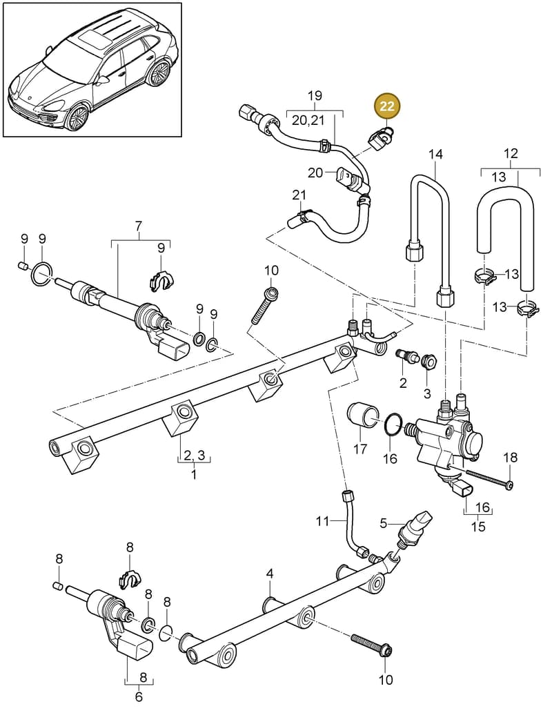 95811021800 — Porsche Cayenne (2010-2018) diagram p37107030, position 22