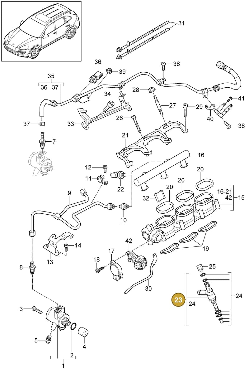 95811021821 — Porsche Cayenne (2010-2018) diagram p37107040, position 23