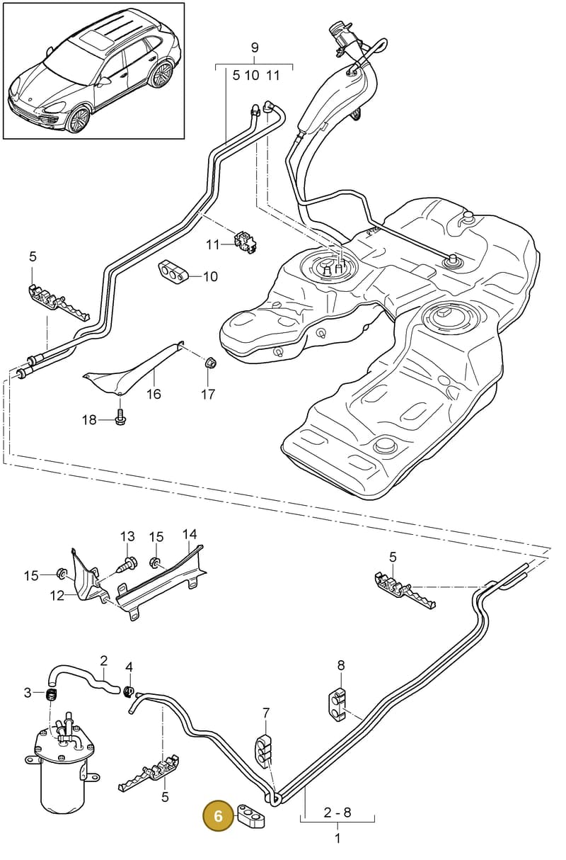 95811022501 — Porsche Cayenne (2010-2018) diagram p37201030, position 6
