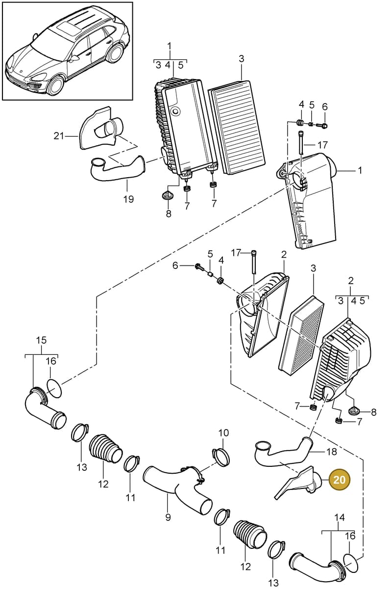 95811025100 — Porsche Cayenne (2010-2018) diagram p37106000, position 20