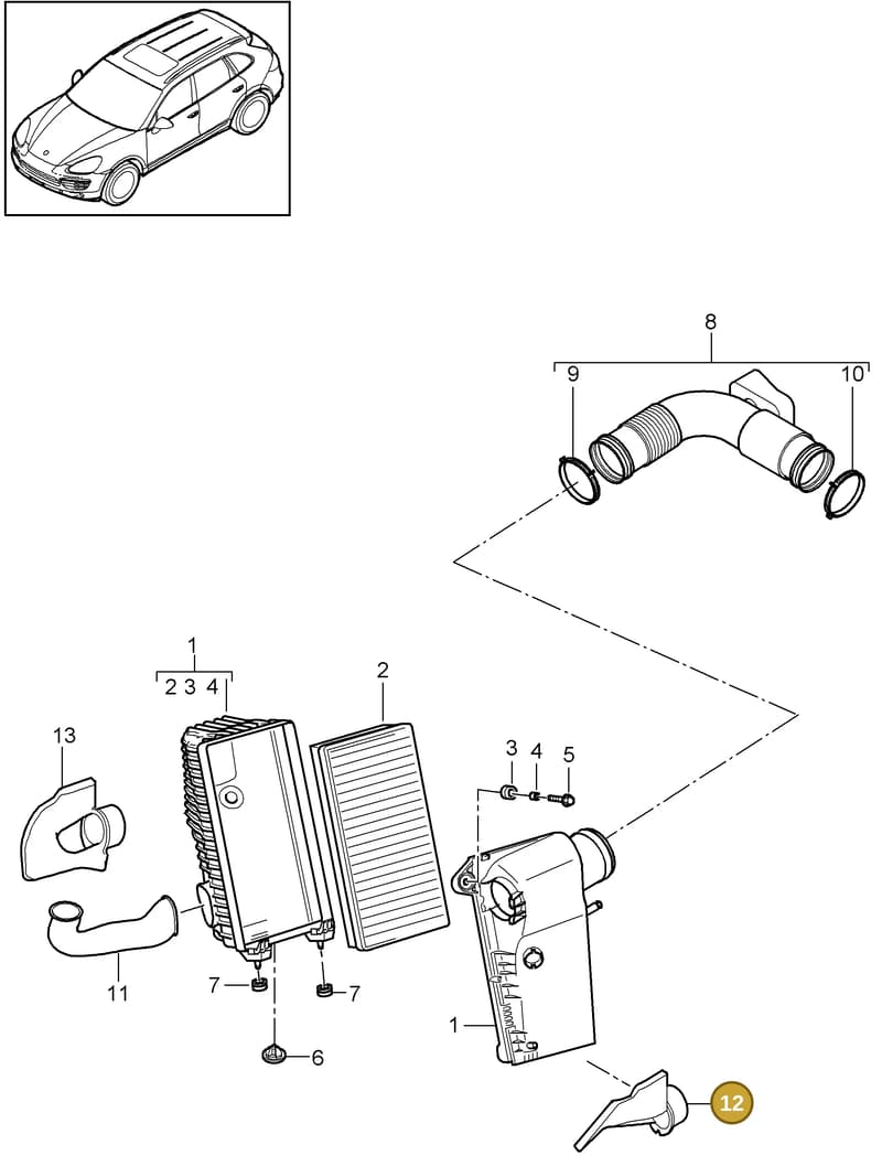 95811025140 — Porsche Cayenne (2010-2018) diagram p37106040, position 12