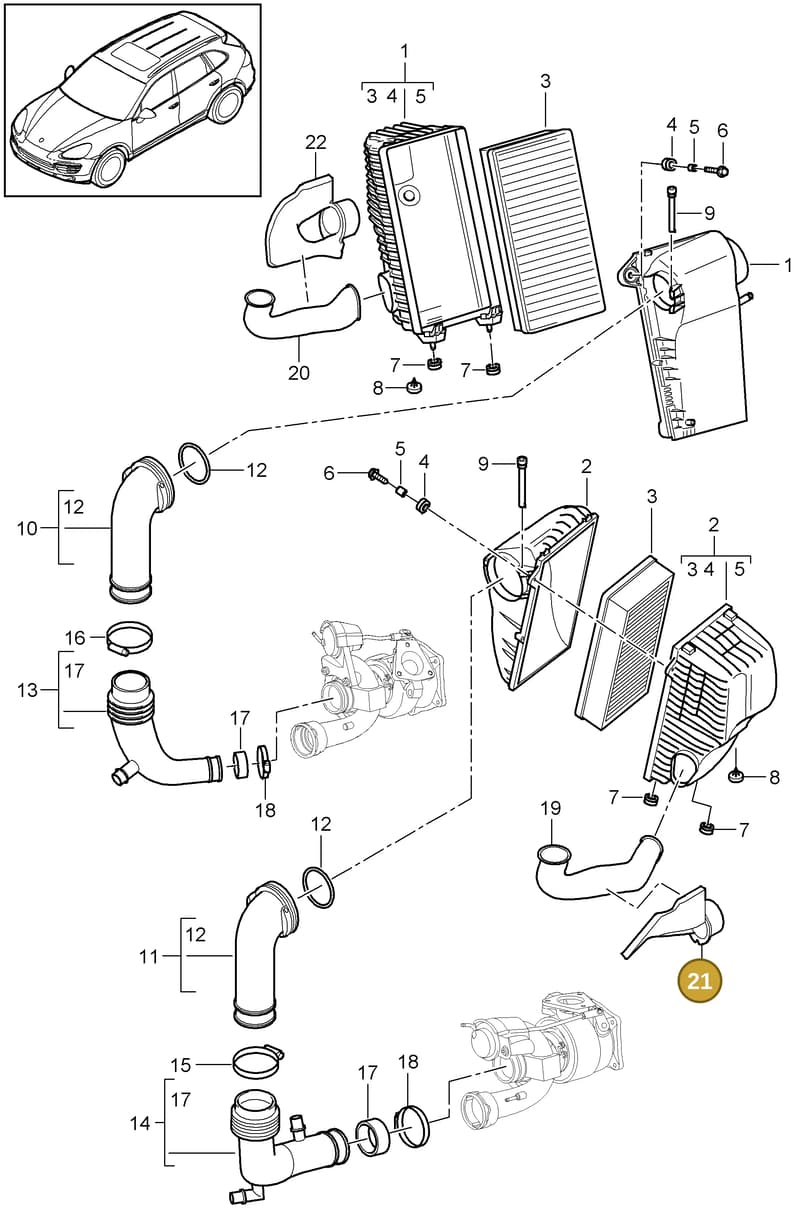 95811025150 — Porsche Cayenne (2010-2018) diagram p37106010, position 21