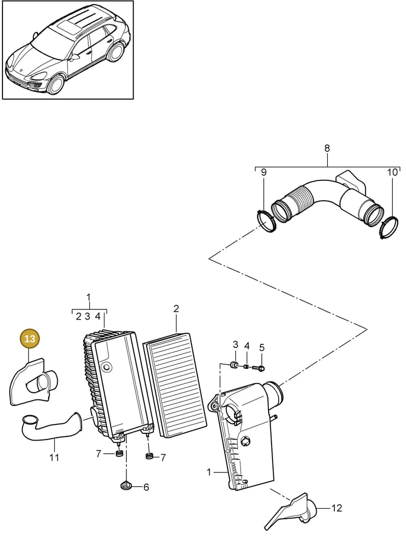 95811025220 — Porsche Cayenne (2010-2018) diagram p37106040, position 13