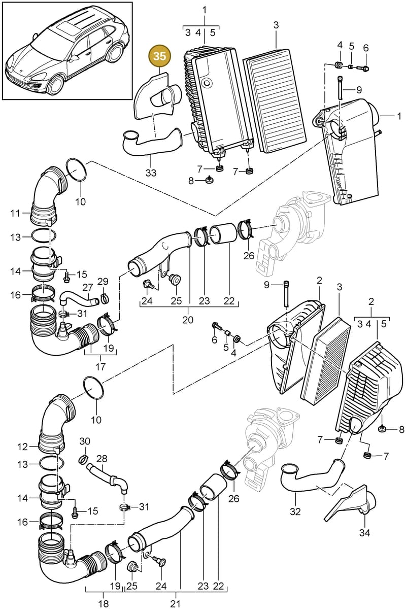 95811025220 — Porsche Cayenne (2010-2018) diagram p37106050, position 35