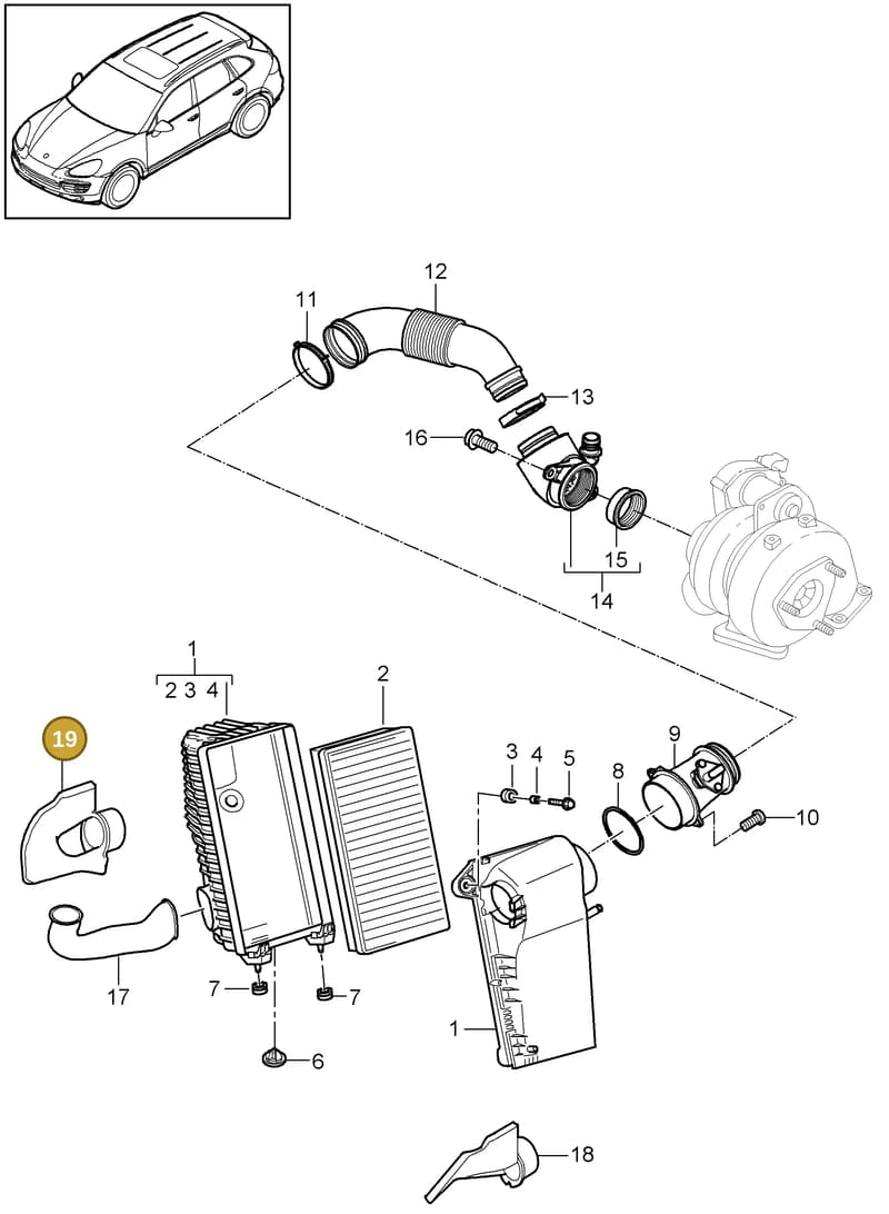 95811025220 — Porsche Cayenne (2010-2018) diagram p37106030, position 19