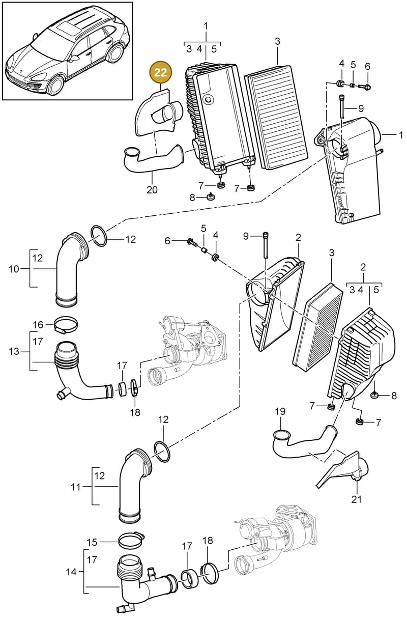 95811025250 — Porsche Cayenne (2010-2018) diagram p37106010, position 22