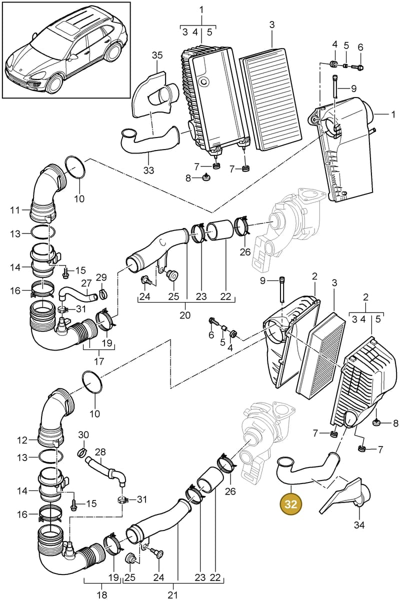 95811027120 — Porsche Cayenne (2010-2018) diagram p37106050, position 32