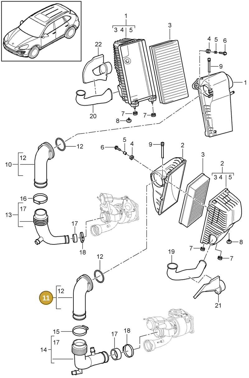 95811027220 — Porsche Cayenne (2010-2018) diagram p37106010, position 11