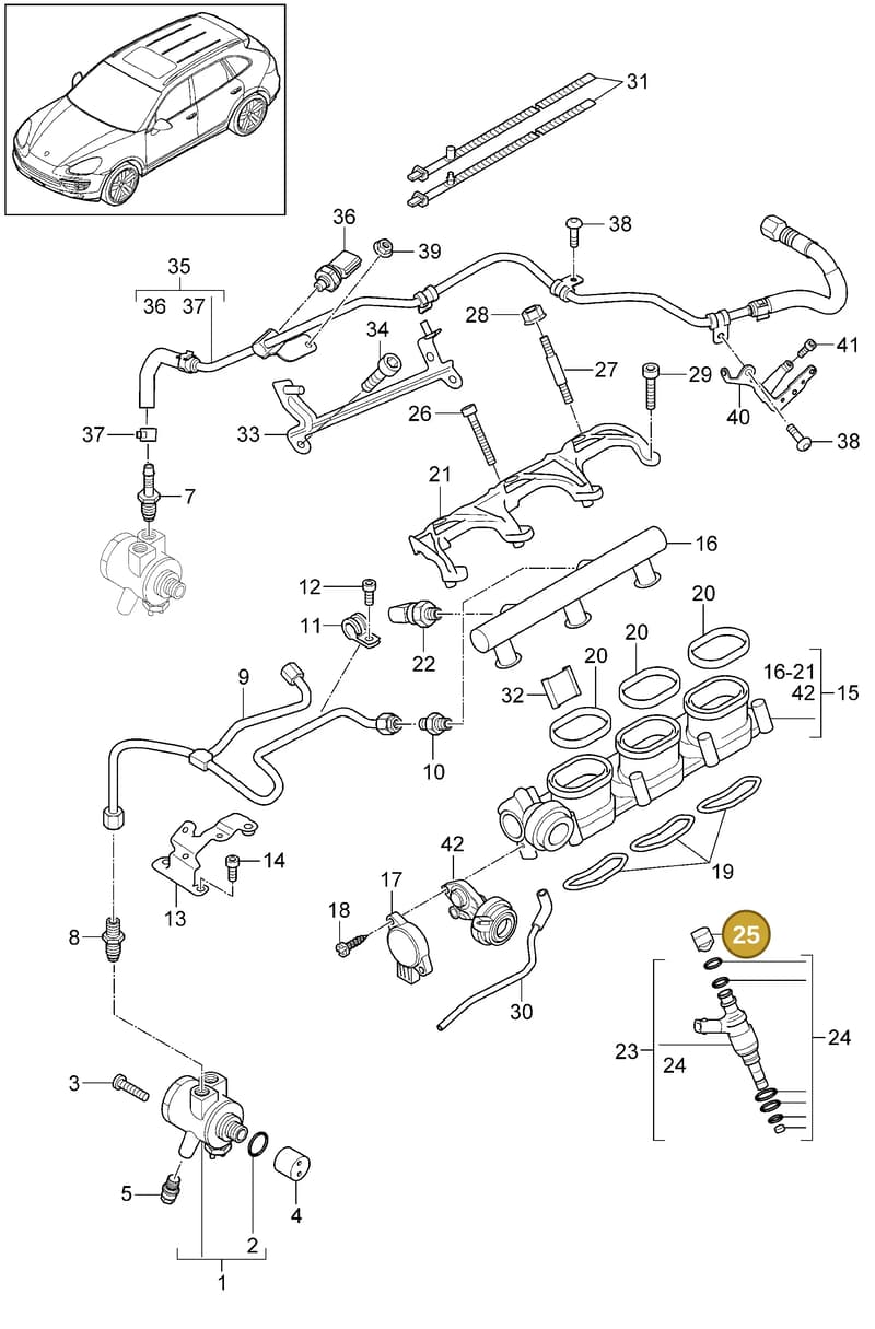 95811029720 — Porsche Cayenne (2010-2018) diagram p37107040, position 25
