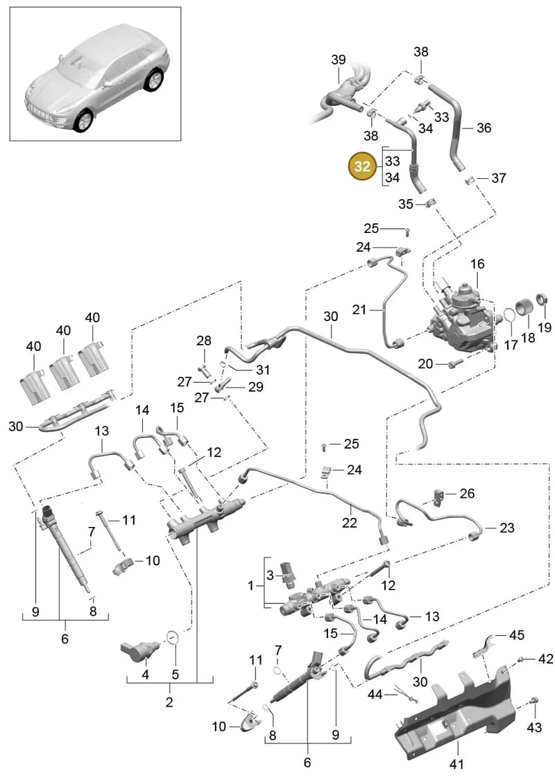 95811029902 — Porsche Macan (2013-2018) diagram p44107040, position 32