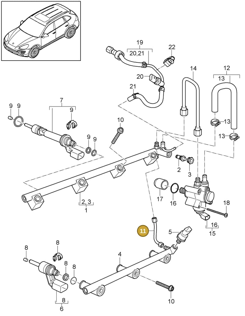 95811031400 — Porsche Cayenne (2010-2018) diagram p37107030, position 11