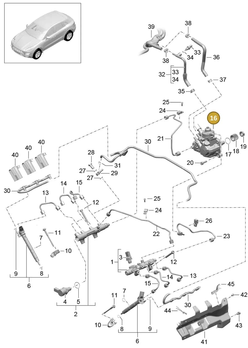 95811031530 — Porsche Macan (2013-2018) diagram p44107040, position 16