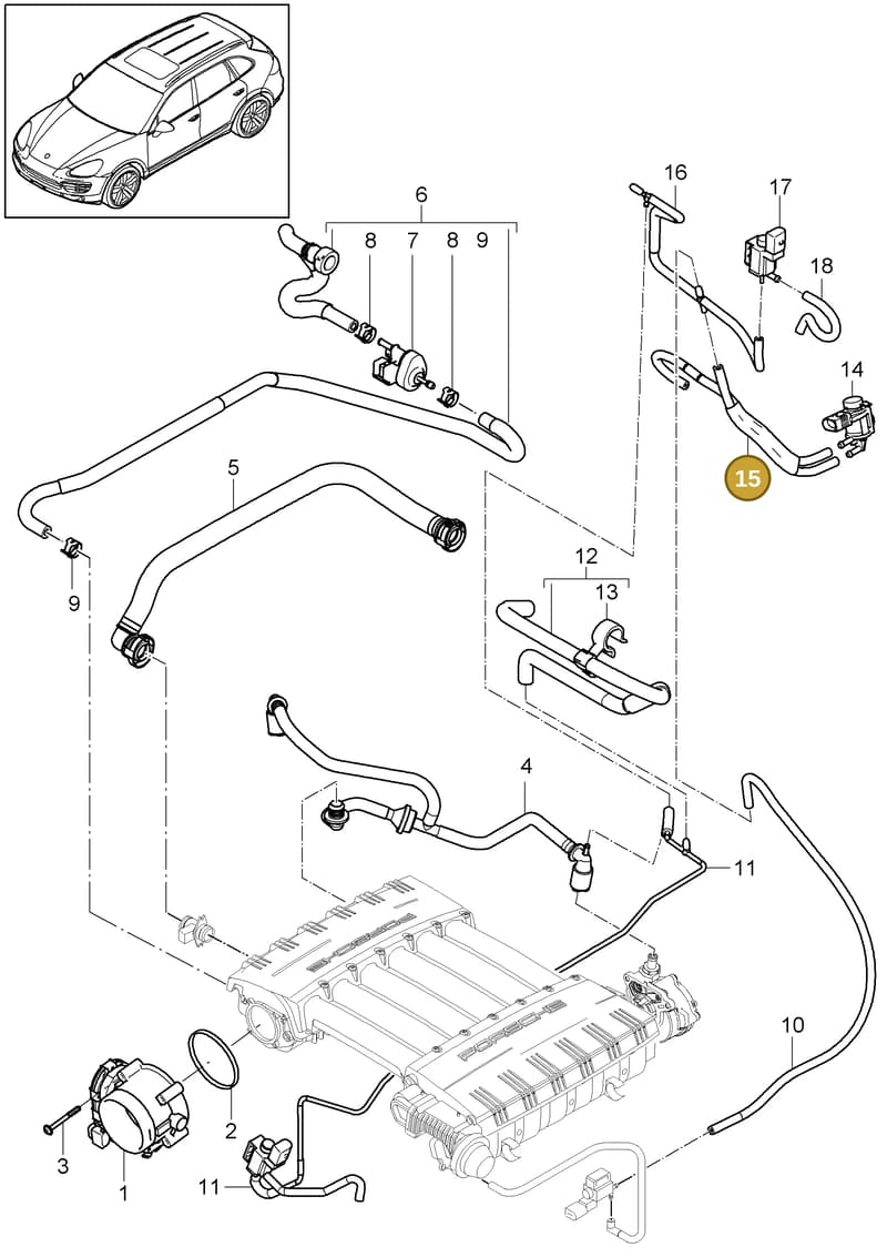 95811035030 — Porsche Cayenne (2010-2018) diagram p37107010, position 15