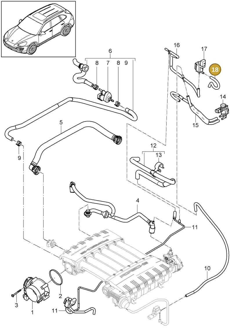 95811035040 — Porsche Cayenne (2010-2018) diagram p37107010, position 18