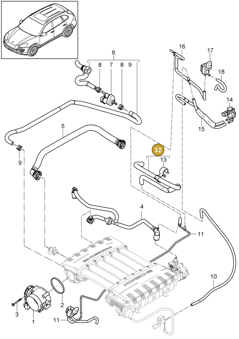 95811035070 — Porsche Cayenne (2010-2018) diagram p37107010, position 12