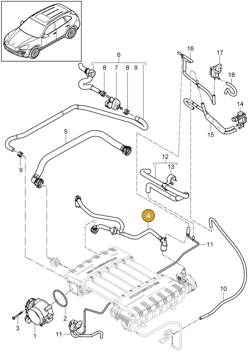 95811035080 — Porsche Cayenne (2010-2018) diagram p37107010, position 4