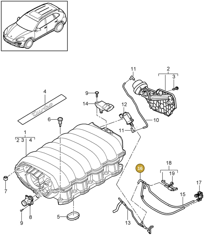 95811035100 — Porsche Cayenne (2010-2018) diagram p37107050, position 16