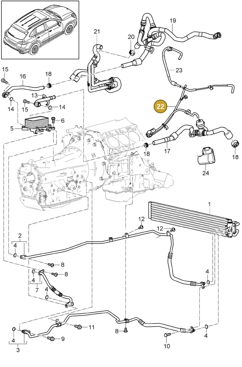 95811035140 — Porsche Cayenne (2010-2018) diagram p37360060, position 22