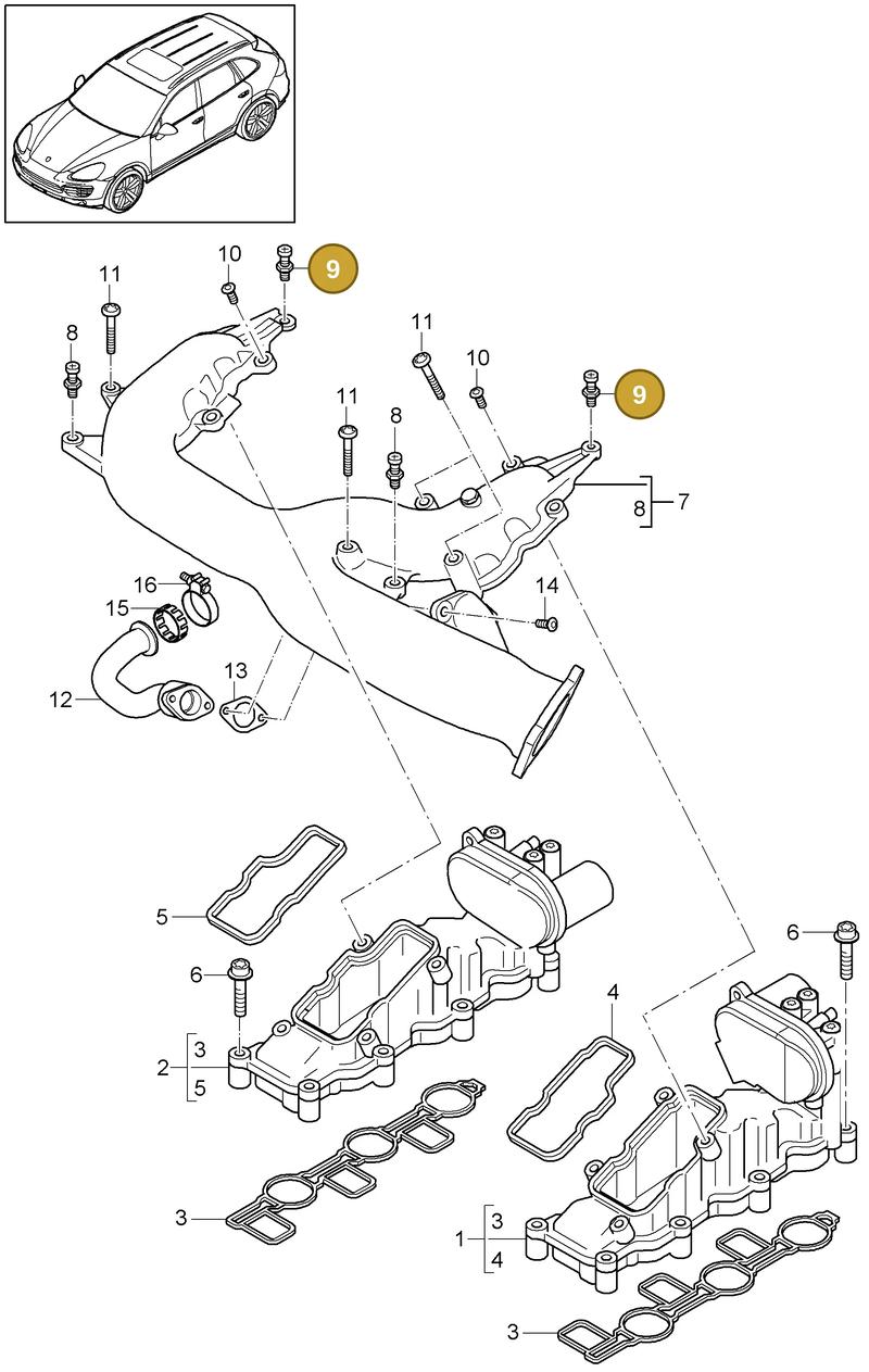 95811036305 — Porsche Cayenne (2010-2018) diagram p37107060, position 9