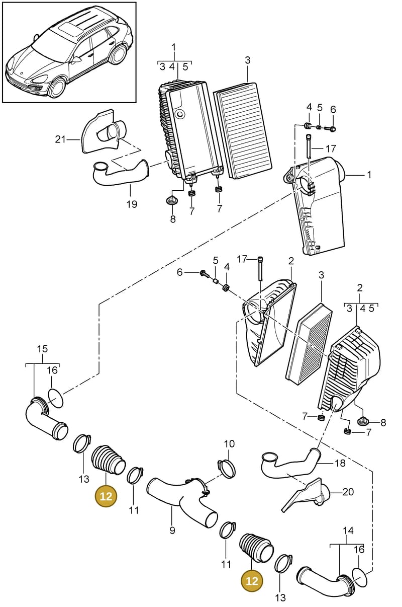 95811045620 — Porsche Cayenne (2010-2018) diagram p37106000, position 12