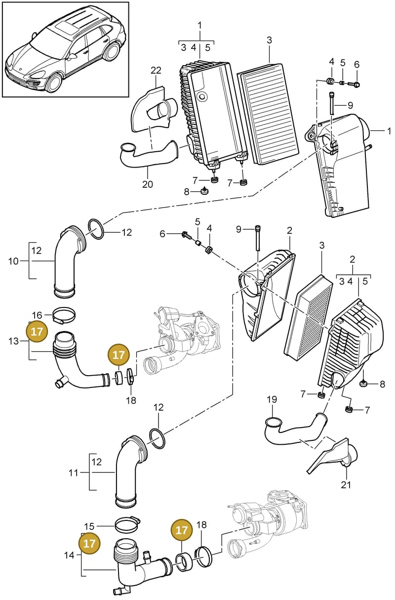95811048700 — Porsche Cayenne (2010-2018) diagram p37106010, position 17