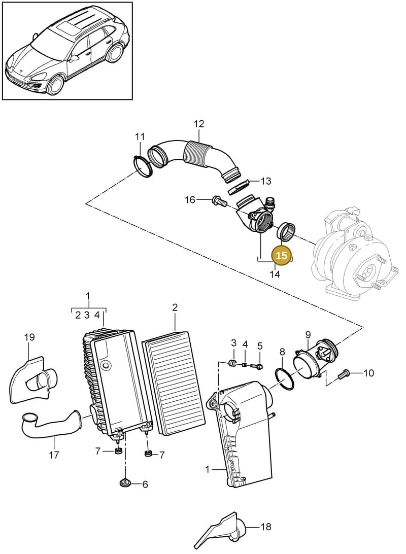 95811049301 — Porsche Cayenne (2010-2018) diagram p37106030, position 15