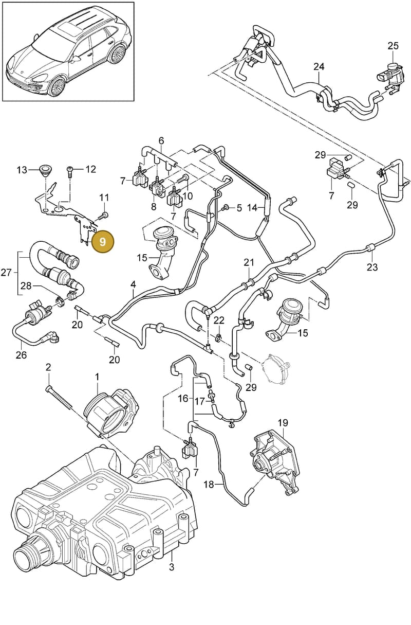 95811052000 — Porsche Cayenne (2010-2018) diagram p37107020, position 9