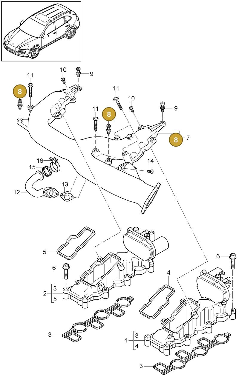 95811052600 — Porsche Cayenne (2010-2018) diagram p37107060, position 8
