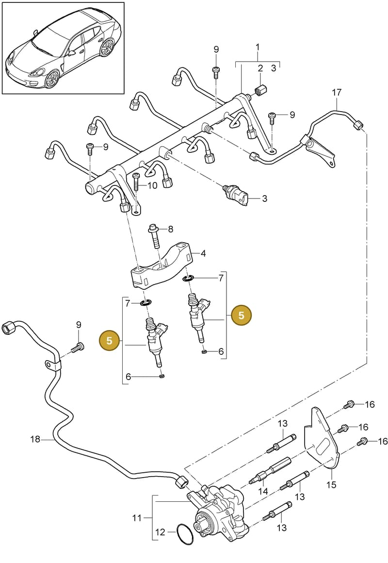 95811053530 — Porsche Panamera (2009-2016) diagram p35107030, position 5