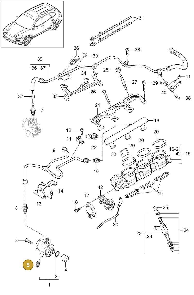 95811053530 — Porsche Cayenne (2010-2018) diagram p37107040, position 5