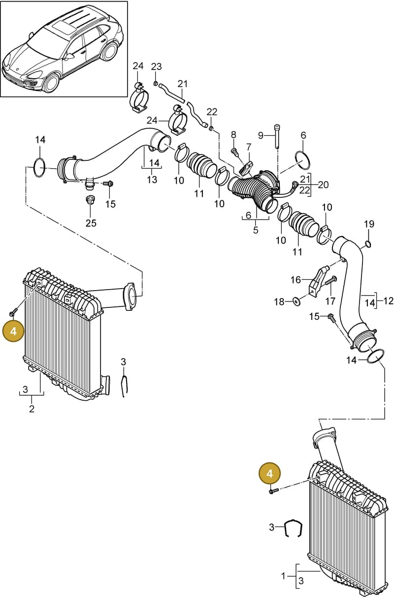 95811054300 — Porsche Cayenne (2010-2018) diagram p37107070, position 4