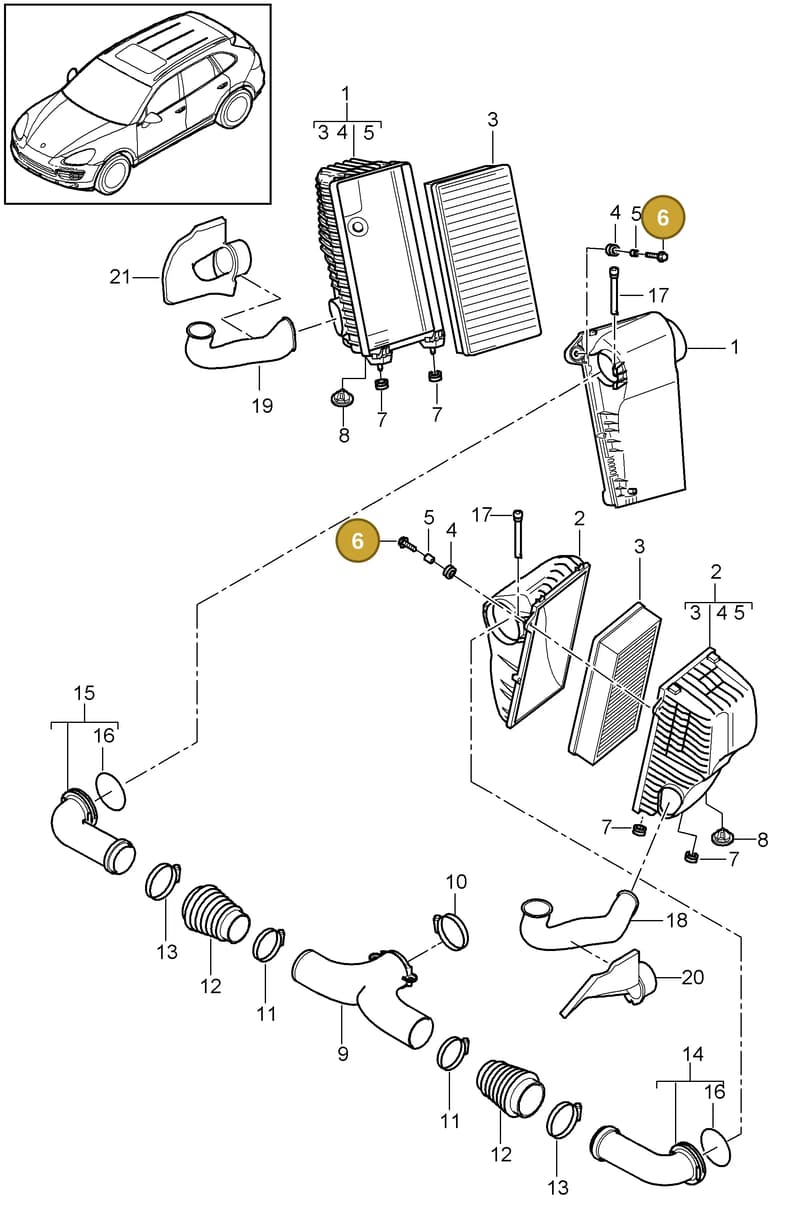 95811060900 — Porsche Cayenne (2010-2018) diagram p37106000, position 6