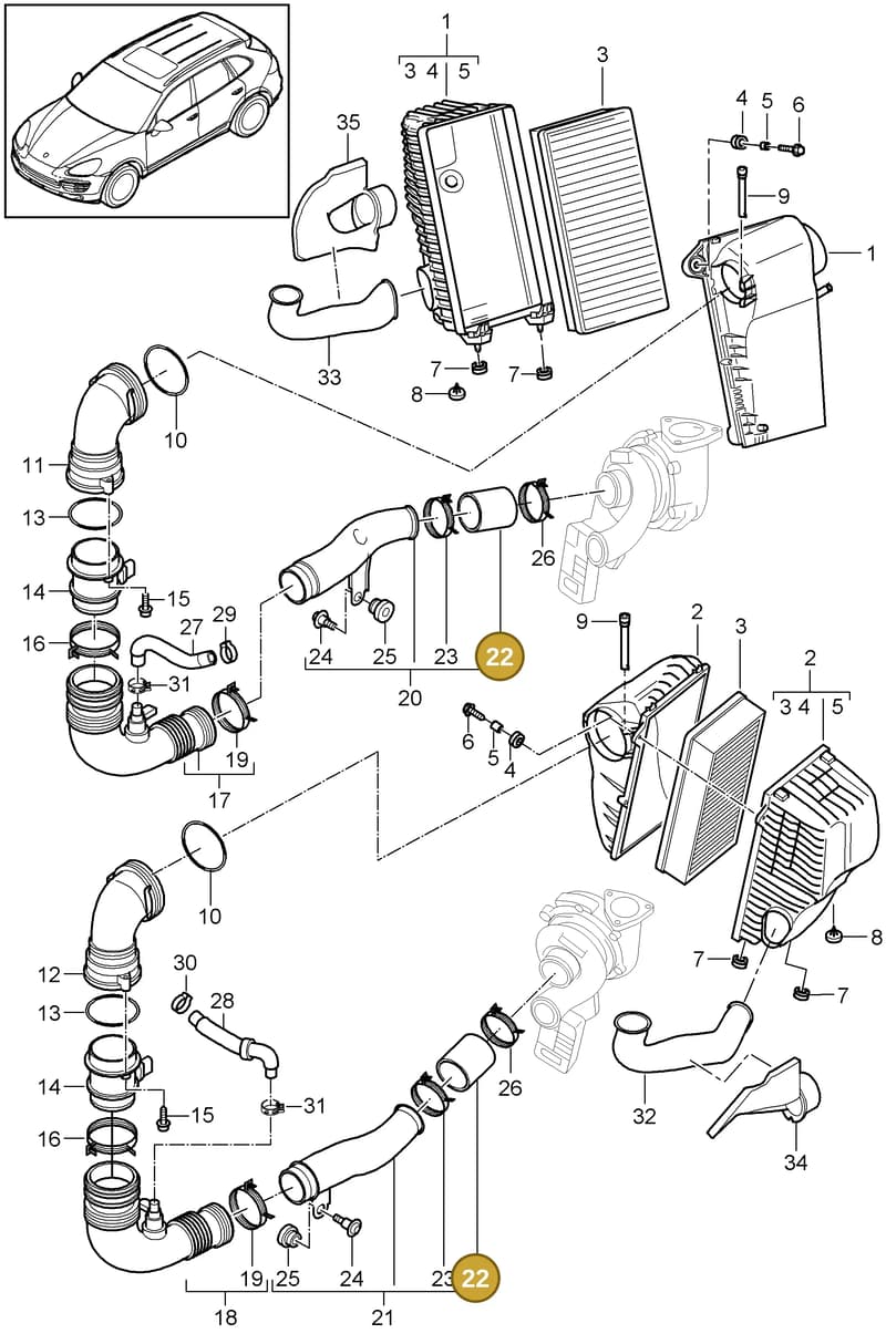 95811062830 — Porsche Cayenne (2010-2018) diagram p37106050, position 22