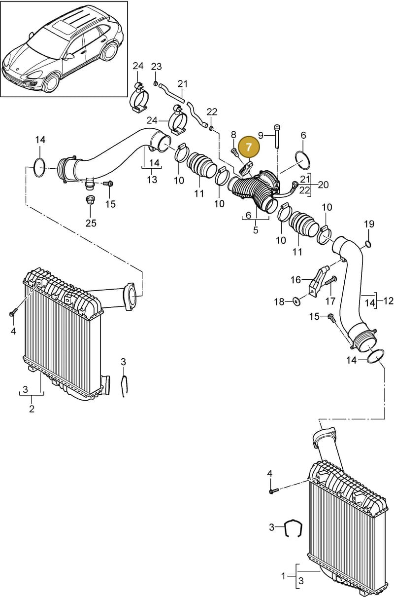 95811070810 — Porsche Cayenne (2010-2018) diagram p37107070, position 7
