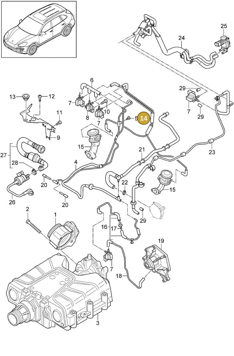 95811077320 — Porsche Cayenne (2010-2018) diagram p37107020, position 14