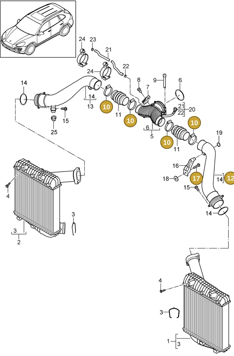 95811083000 — Porsche Cayenne (2010-2018) diagram p37107070, position 10+12+17