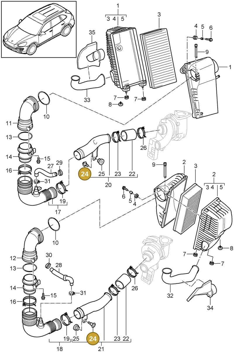 95811083010 — Porsche Cayenne (2010-2018) diagram p37106050, position 24