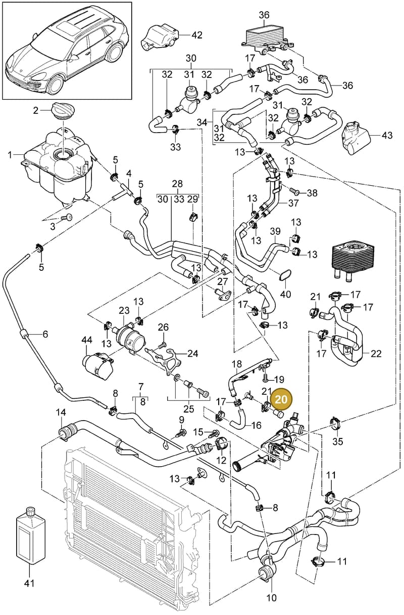 95811083010 — Porsche Cayenne (2010-2018) diagram p37105040, position 20