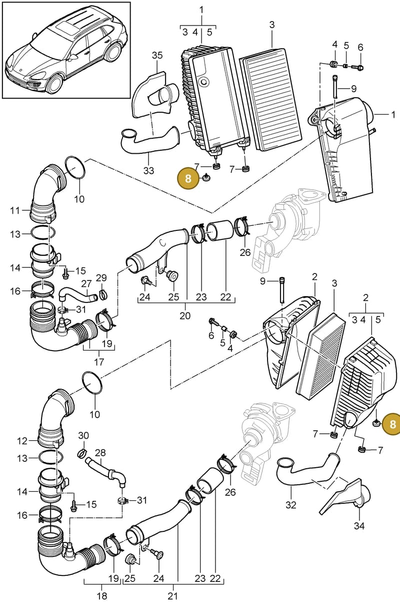95811083400 — Porsche Cayenne (2010-2018) diagram p37106050, position 8