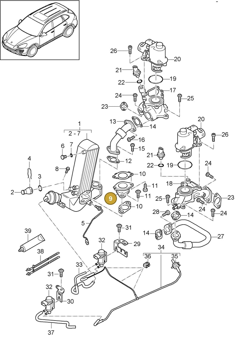95811105310 — Porsche Cayenne (2010-2018) diagram p37108070, position 9