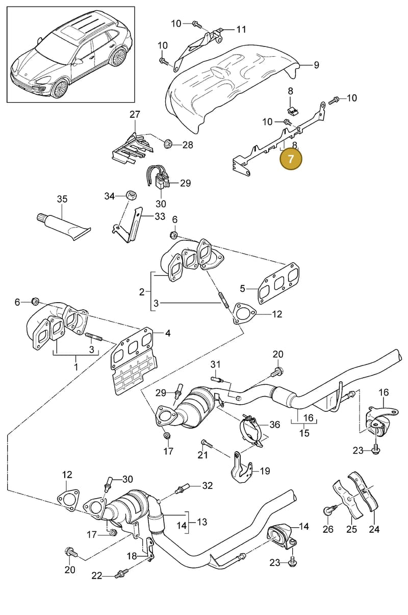 95811107900 — Porsche Cayenne (2010-2018) diagram p37202010, position 7