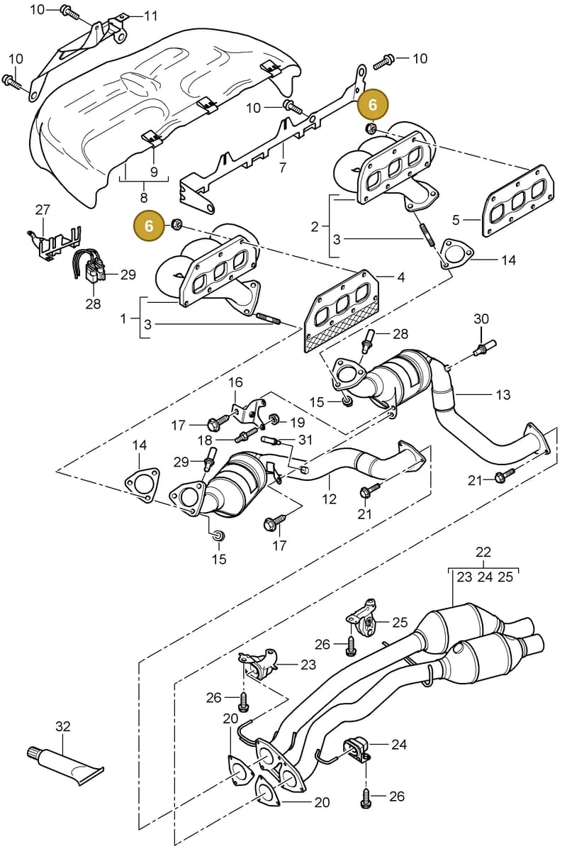95811109000 — Porsche Cayenne (2007-2010) diagram p31202010, position 6